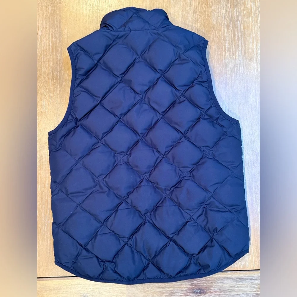 J Crew Excursion Down‎ Vest Quilted Puffer Pockets Full Zip Navy Sz S